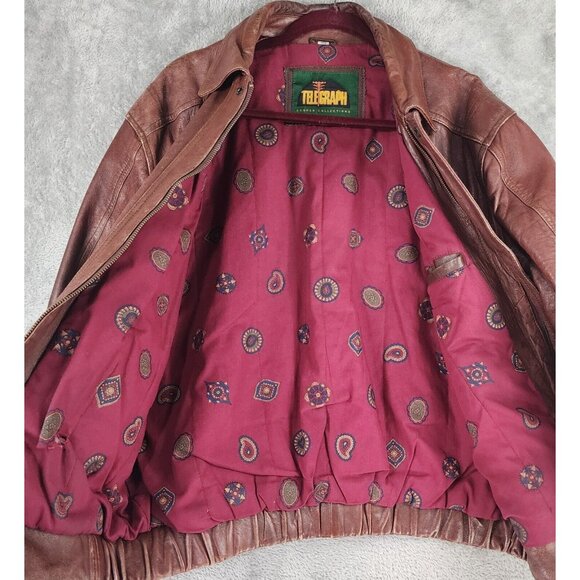 Telegraph by Cooper Leather Jacket Mens Size 40 Brown Full Zip Vintage Bomber - Picture 3 of 16